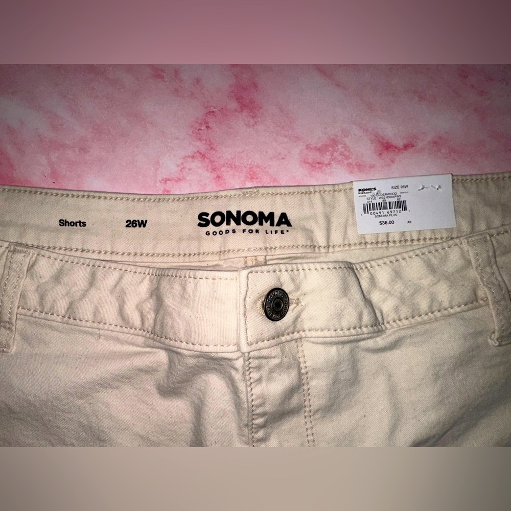 Cream Sonoma Good For Life Plus Size 26W Shorts Premium High-Waisted Denim…NWT - Picture 3 of 10